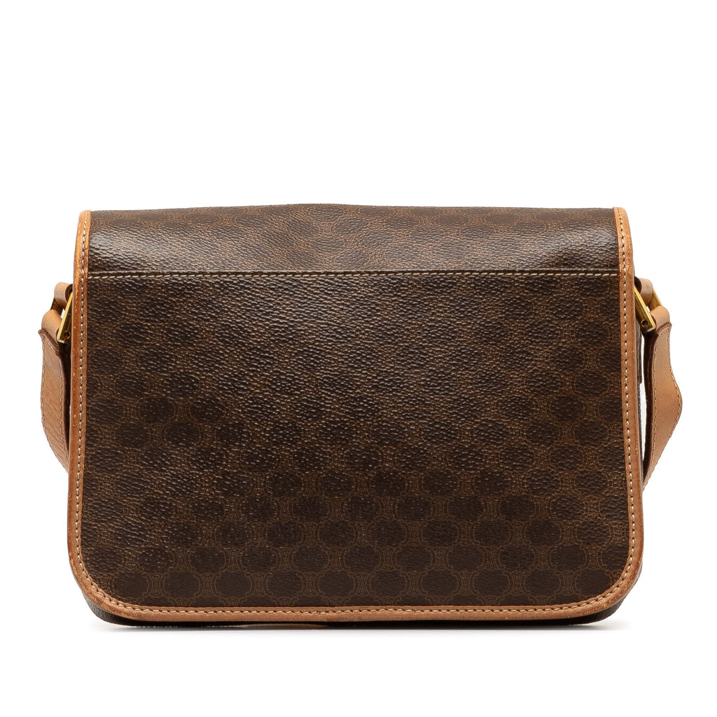 Crossbody Unisex Fabric Bag Authenticated (Good) Pre-Owned Brown Coated Macadam Canvas Celine