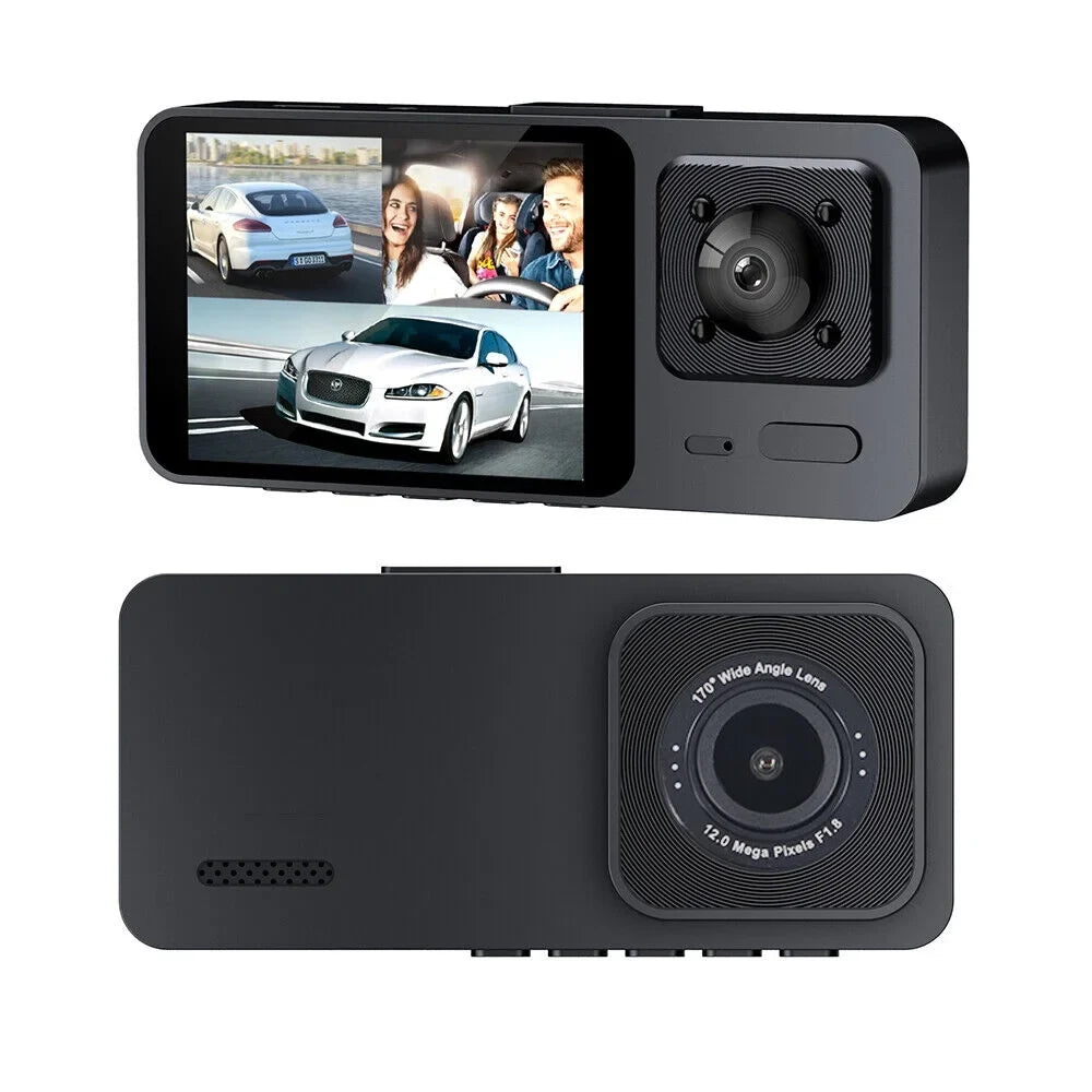 1080P Camera 3 Front Dash Onemayship Inside Rear Cam Video Car G-Sensor Recorder DVR Lens