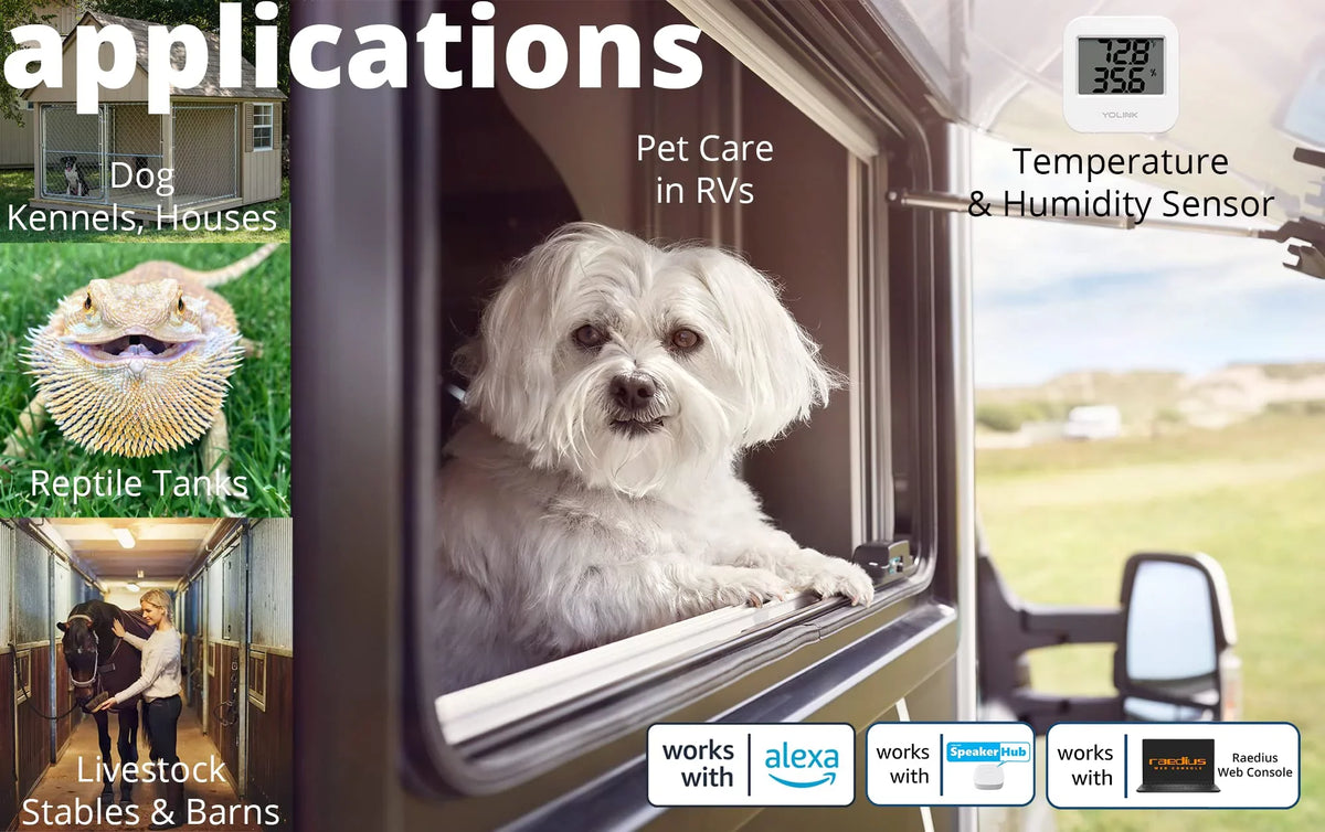 '- for Cage/Tank Freezer degrees) Sensor Works Monitoring Alerts, Hub Humidity Range / Wireless IFTTT, Fridge 158 Alexa Smartphone (-22 2 Smart with Monitoring Pack to Included Wide Temperature Pet