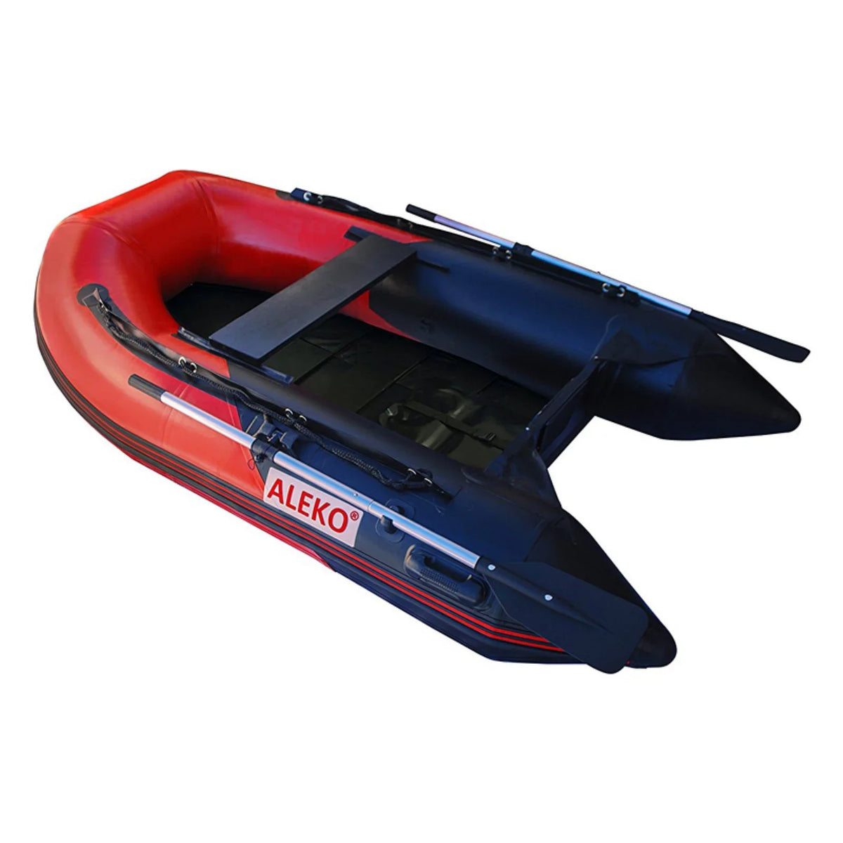 '- Inflatable 8.4 Feet - Red - Black 3-Person and Slide Boat - Pre-Installed Floor