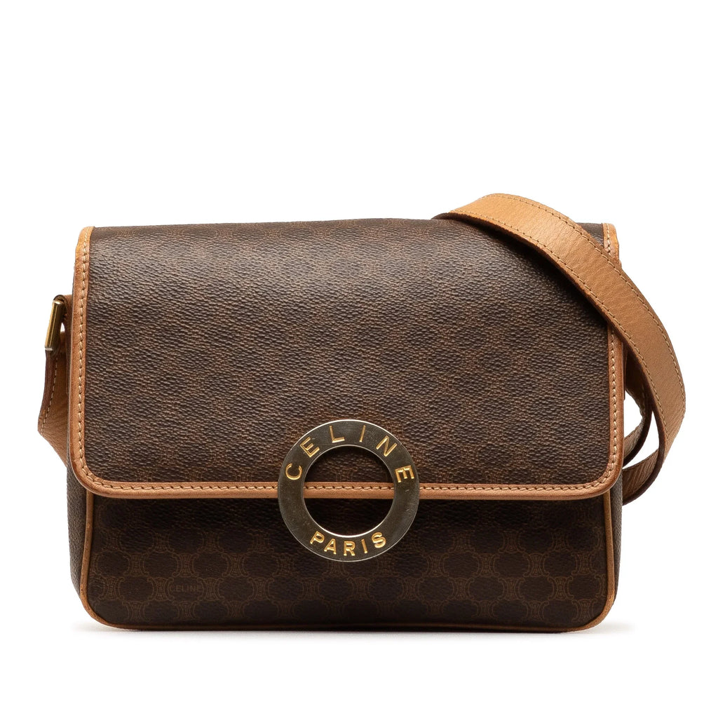 Crossbody Unisex Fabric Bag Authenticated (Good) Pre-Owned Brown Coated Macadam Canvas Celine