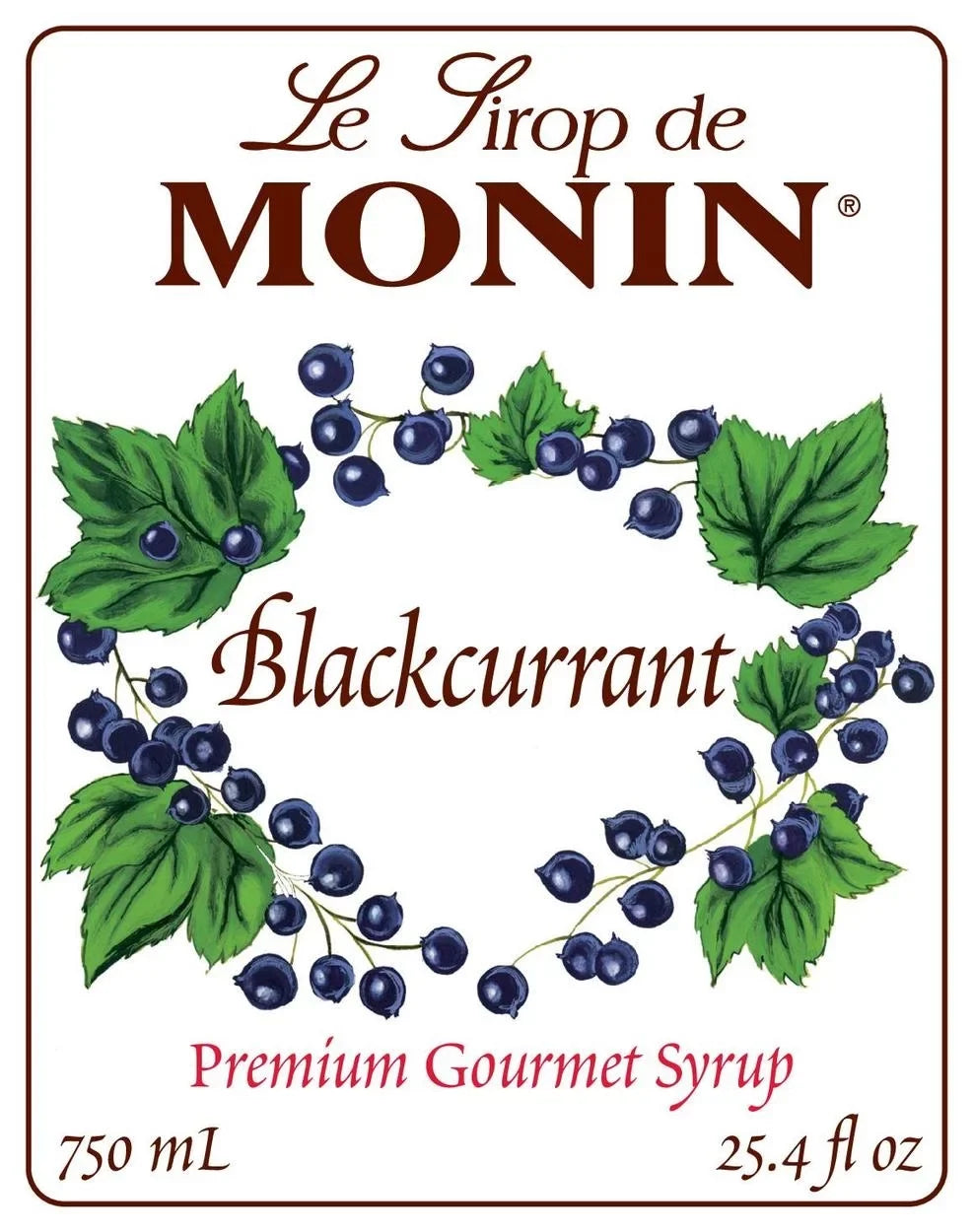 '- Gourmet Syrup (750ml) Monin Blackcurrant