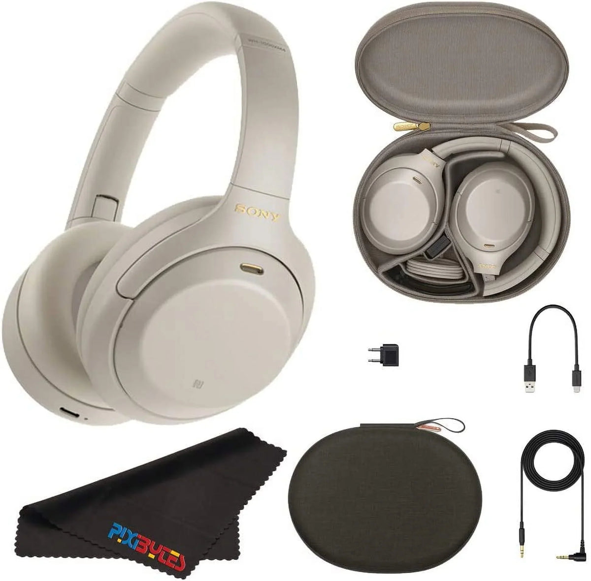 '+pixicloth Over-Ear WH-1000XM4 Noise-Canceling (Silver) Headphones Wireless