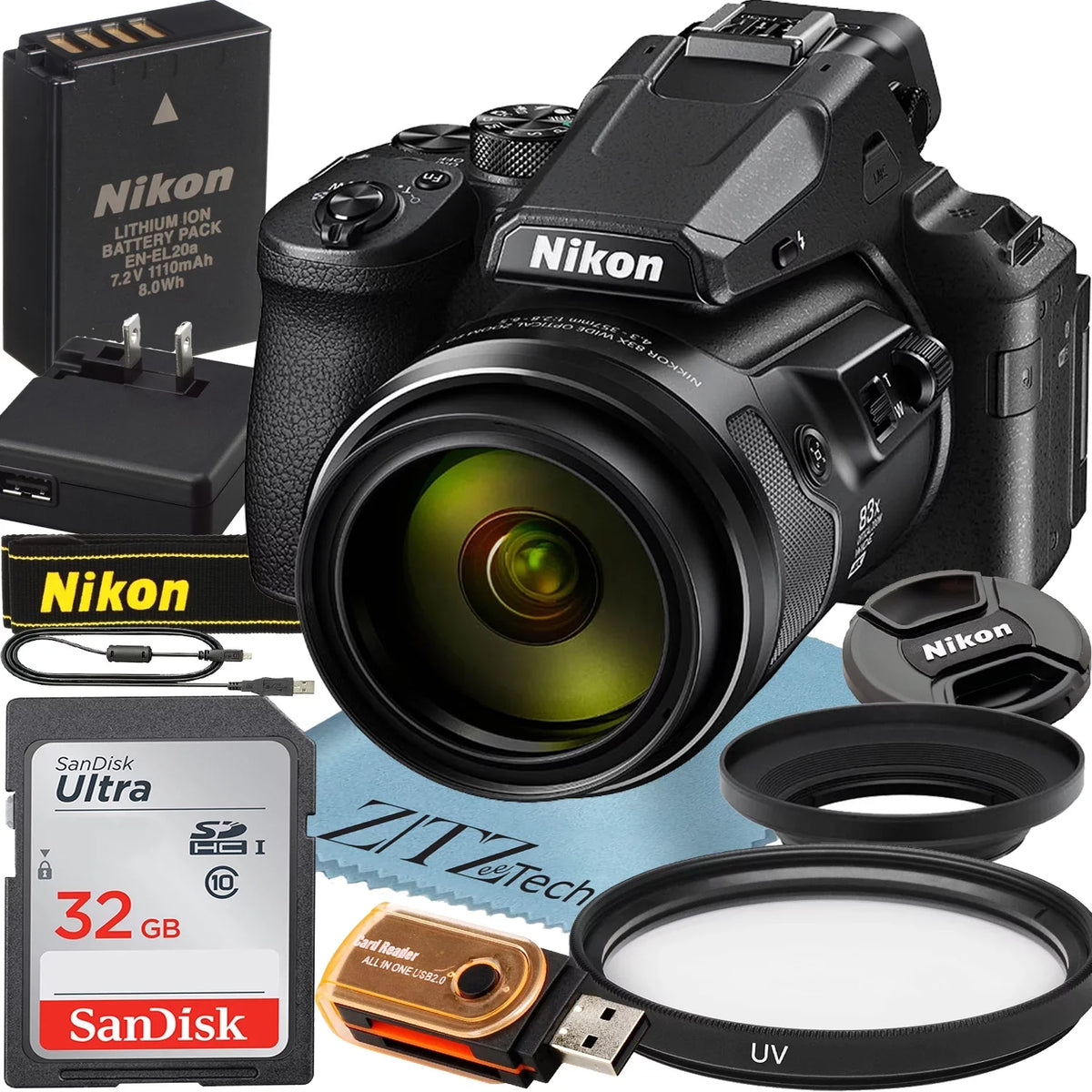 '+ 32GB P950 Accesory UV Filter Memory Card ZeeTech Digital with + Nikon Camera COOLPIX SanDisk