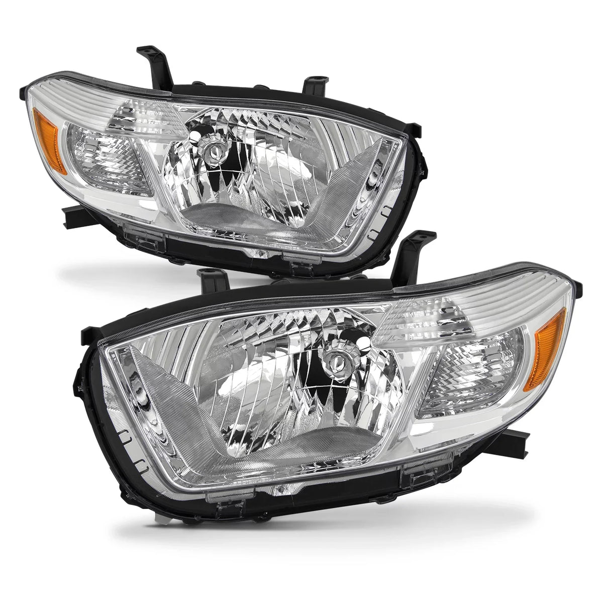 '- Fits Left+Right Pair Headlights 2008 AKKON highlander 2010 [Halogen 2009 Chrome Type] Replacement