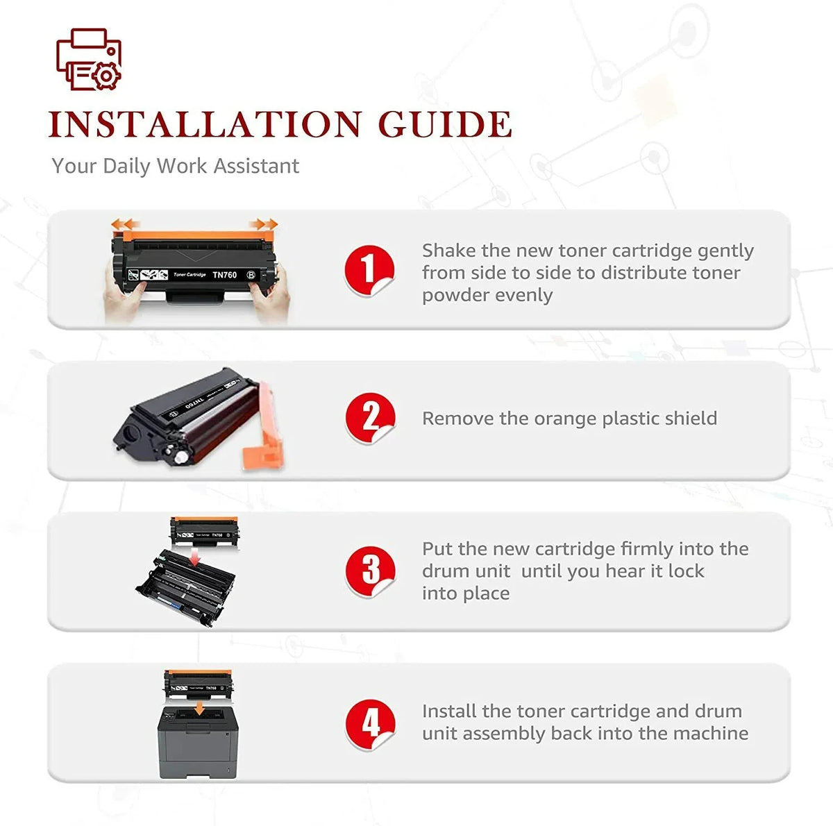 Drum DR730 for brother Unit Compatible pack) Printer Toner(2