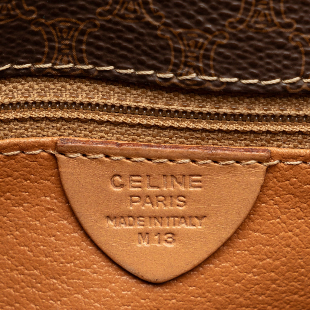 Crossbody Unisex Fabric Bag Authenticated (Good) Pre-Owned Brown Coated Macadam Canvas Celine